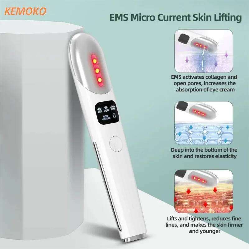 EMS Microcurrent Face Lifting Device Red Light Facial Wand Neck Massager Relax Eye Dark Circles Puffiness Skin care Beauty