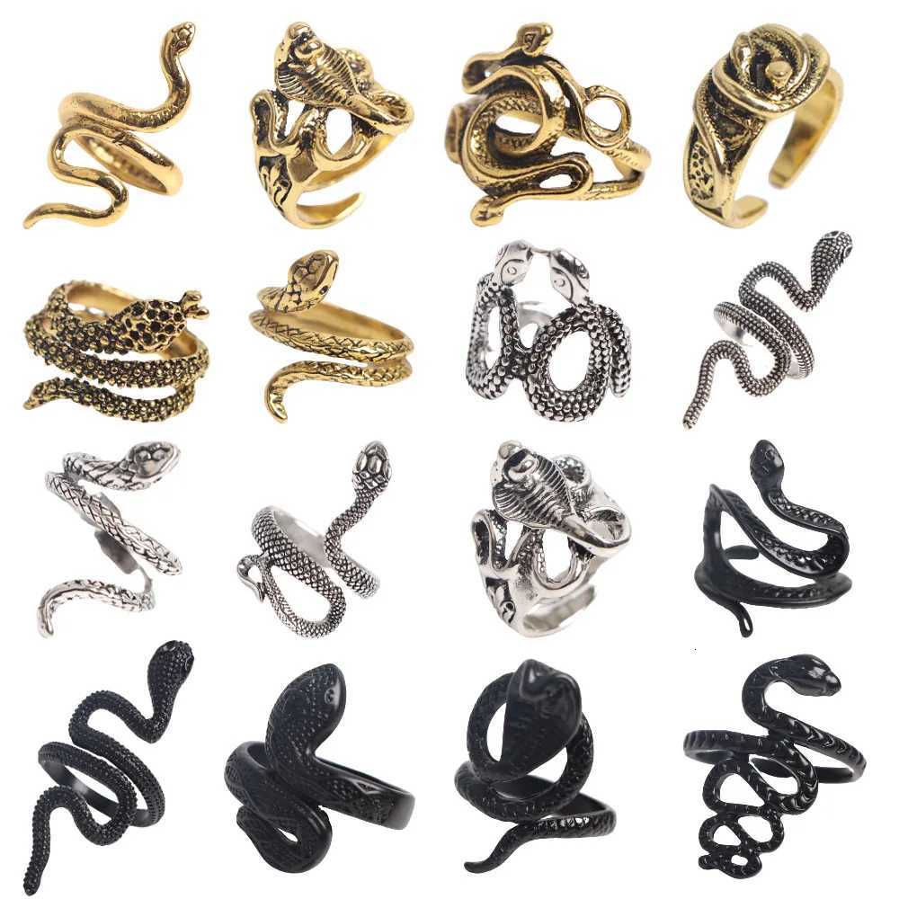 10Pcs/Lot New Fashion Punk Animal Snake Opening Rings For Men Women Gothic Mixed Style Jewelry Party Gifts y250730