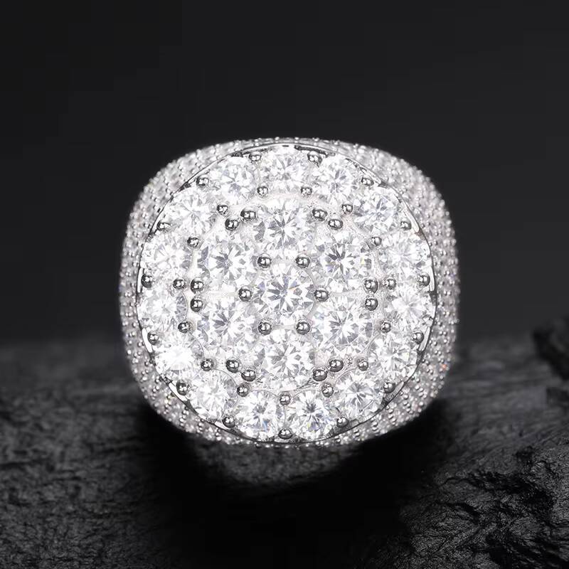 Luxury Jewelry White Gold 925 Sterling Silver Round Brilliant Cut Vvs Moissanite Diamond Men Iced Out Fine Ring Jewelry