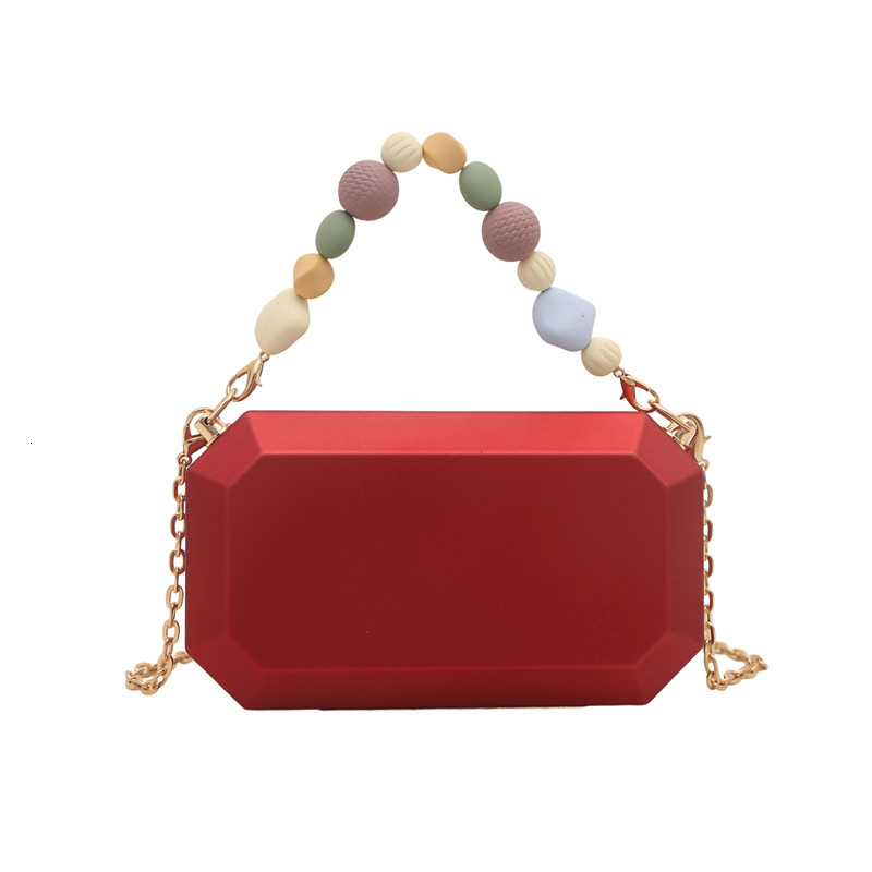 2025 New Acrylic Metal Box Chain Beaded Handbag Single Shoulder Crossbody Mirror Phone Bag ddmymoon