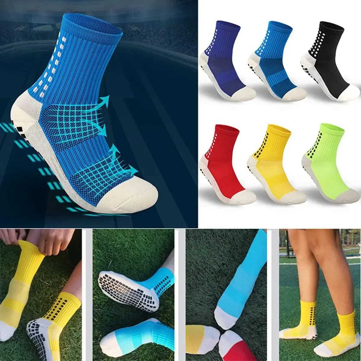 2 Pairs Set Men Grip Soccer Socks and Knee Pads Calf Sleeves Adult Youth Non Slip Leg Shin Guards for Basketball Football Sports Z250731