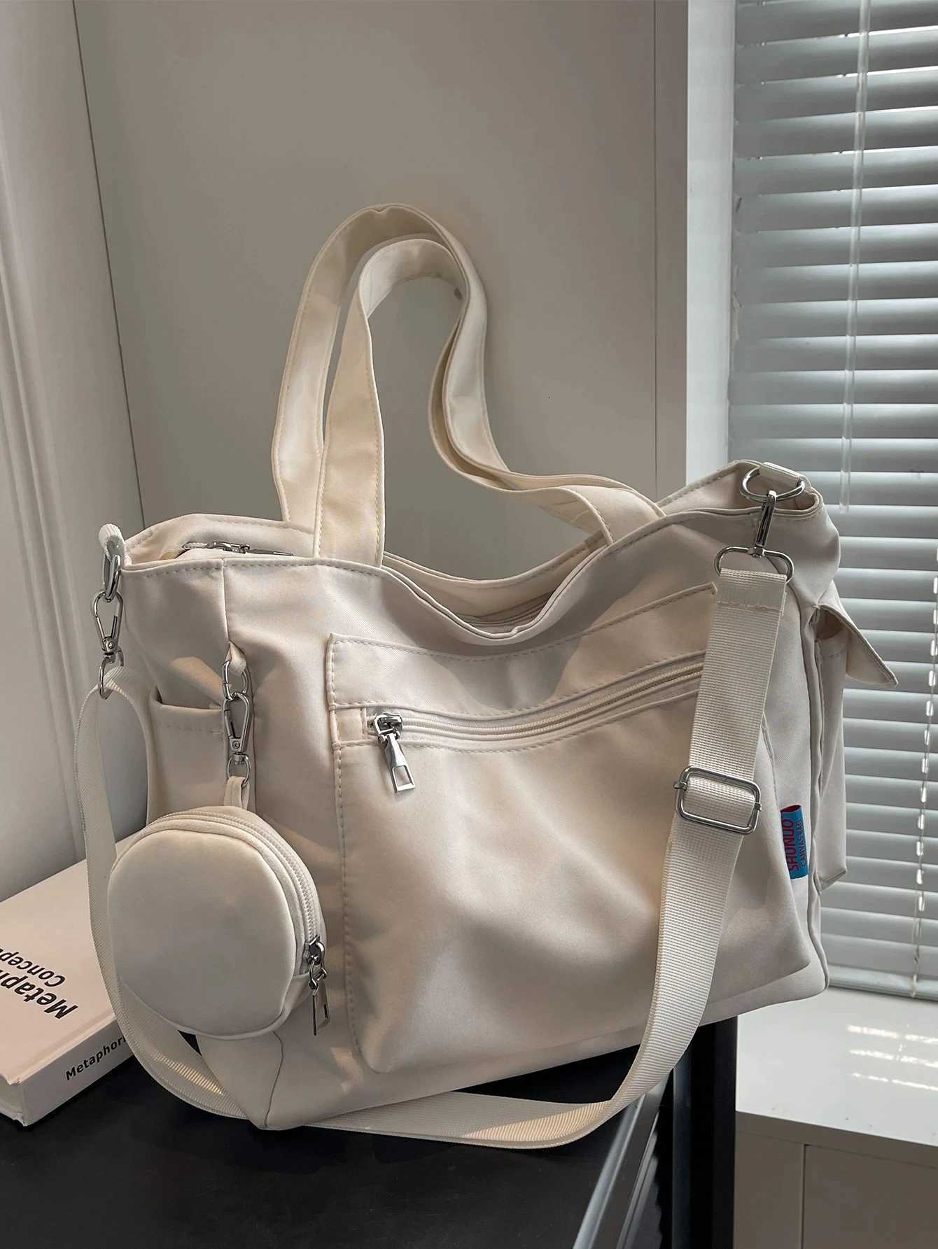 Large Capacity Unisex Tote Bag With Coin Purse College Style Middle School Student Schoolbag Casual Bag Crossbody Shoulder Bag Y250730