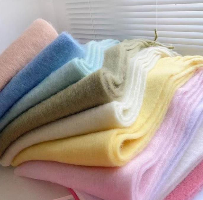 Mohair Scarf Winter Women White Large Scarf Soft Pure Color Scarf Tassel Neck Warmer High-end Gift Box 250726