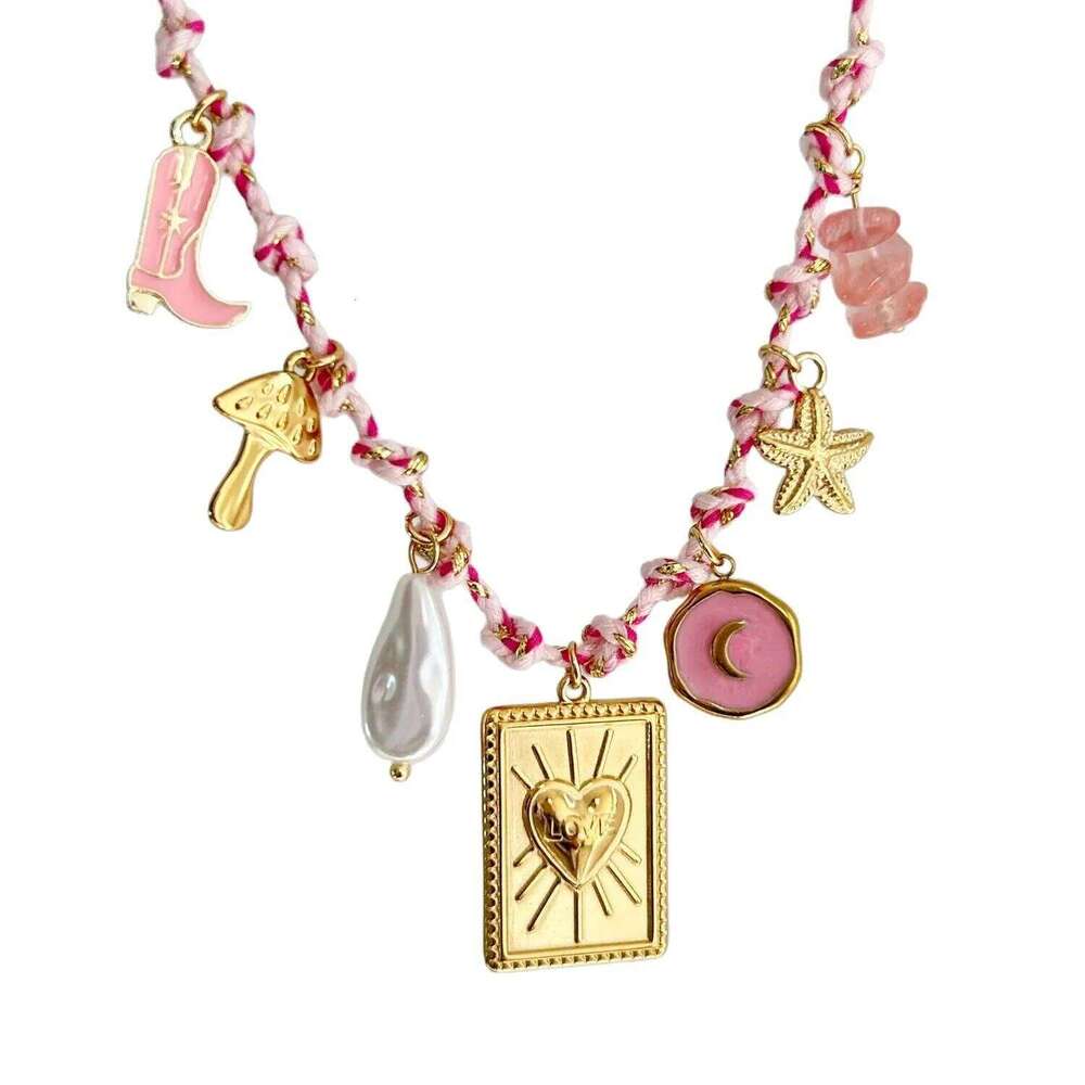 2025 New Stainless Steel Summer Ocean Star Pearl Pendant Dopamine Rope Necklace