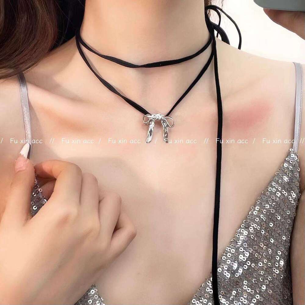 Minimalist Metal Bow Fashion High-end Tie Multi-wear Clavicle Chain Personality Versatile Choker Necklace d11