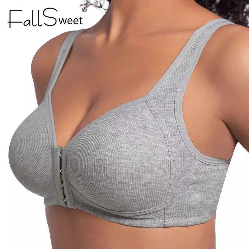 FallSweet Wire-Free Front Closure Bra for Women Seamless Full Coverage Bra Fixed Cups Large Size Comfort Underwear Mom Lingeries Z250730