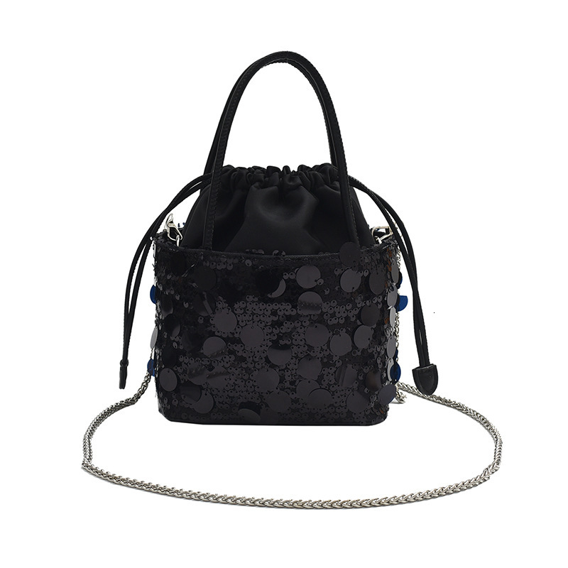 Fashion Personality Sequin Chain Women's 2024 New Trendy Shoulder Simple Fashionable Chic Crossbody Bucket Bag ddmymoon