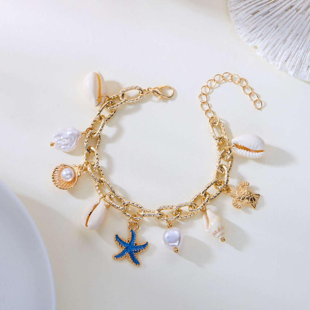 New Beach Jewelry Summer Fashion Versatile Starfish Shell Conch Pearl Bracelet