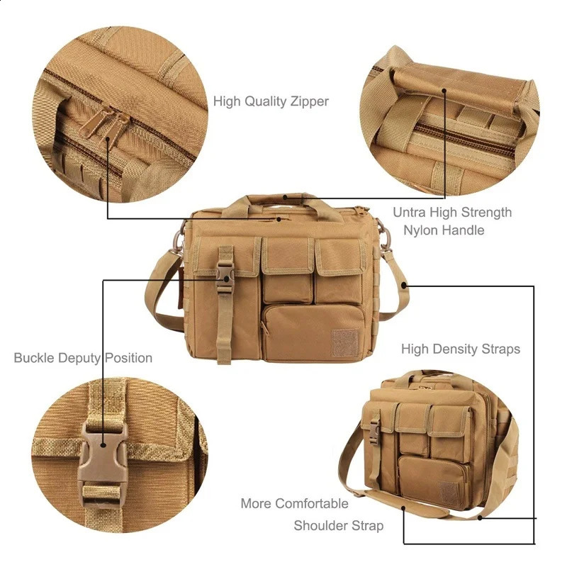 Backpack Tactical Molle Nylon Messenger Shoulder Bag Laptop Handbags Briefcase Outdoor Multifunction Climbing 250729