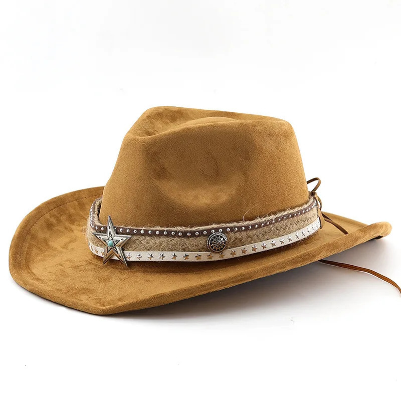 Suede Western Cowboy Jazz Texture British Tibetan Outdoor Riding Sunshade Hat 250730