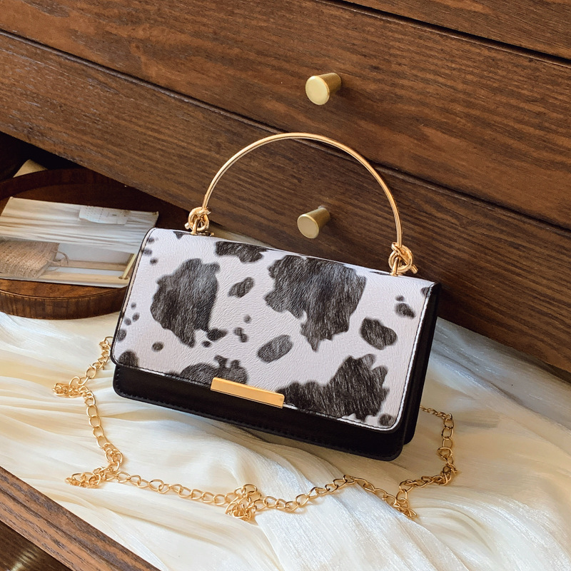 Niche Design Cow Print Handbag for Women 2025 New Simple Fashion Single Shoulder Crossbody Stylish Small Square Bag Trendy ddmymoon