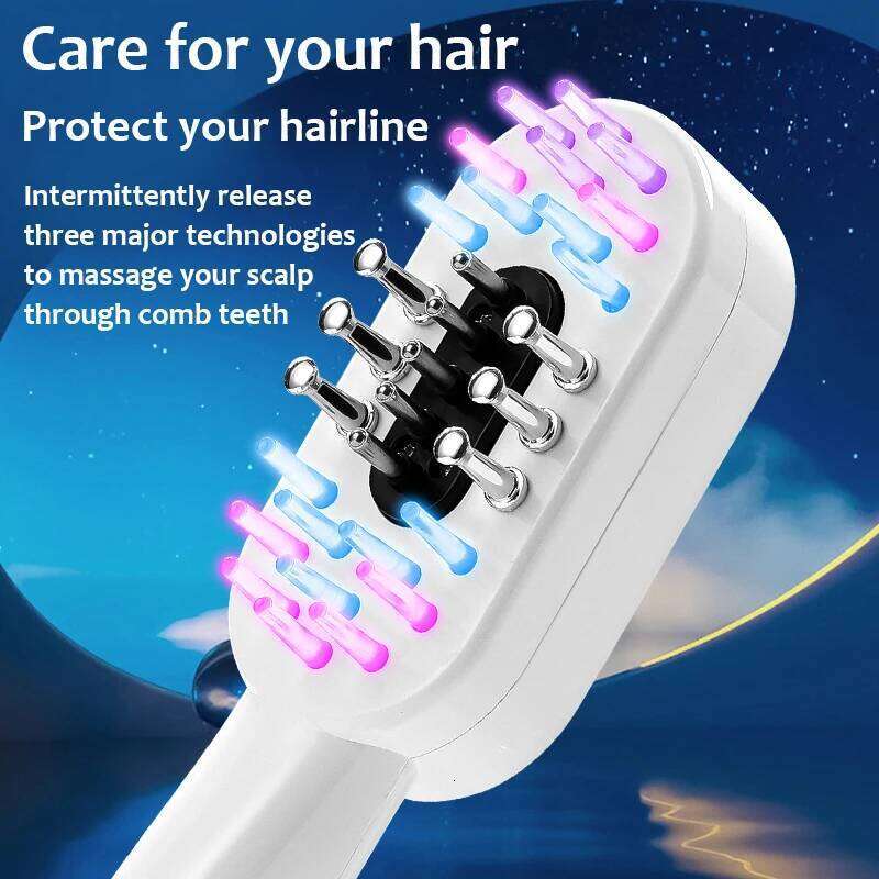 Red Blue Light Electric Comb Therapy EMS Vibration Massage Scalp Oil Applicator Care Brush Anti-Hair Loss