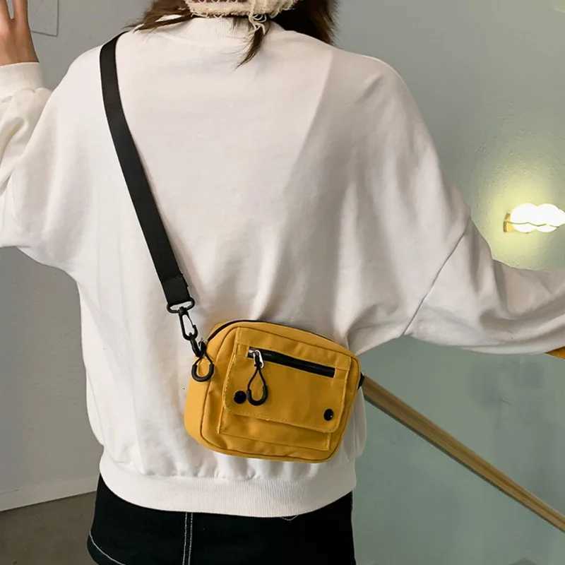 Women Canvas Handbags Korean Mini Student Bag Cell Phone Simple Small Crossbody Casual Ladies Zipper Shoulder Bag Y250730