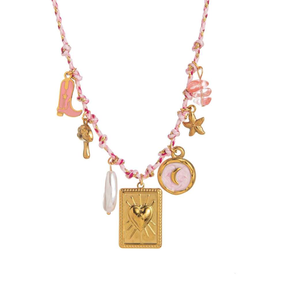 2025 New Stainless Steel Summer Ocean Star Pearl Pendant Dopamine Rope Necklace