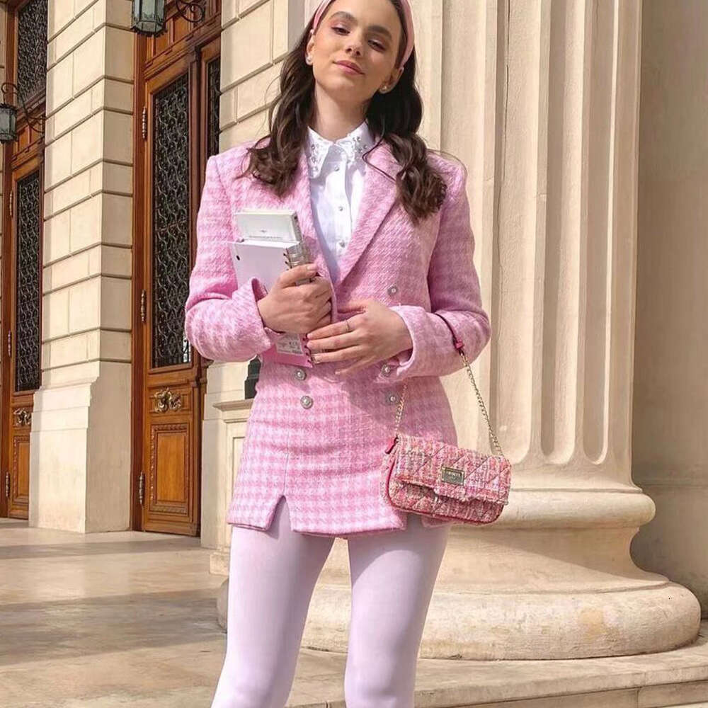 Spring Summer Women's Clothing 2023 New Houndstooth Texture Casual Short Blazer + Shorts Set