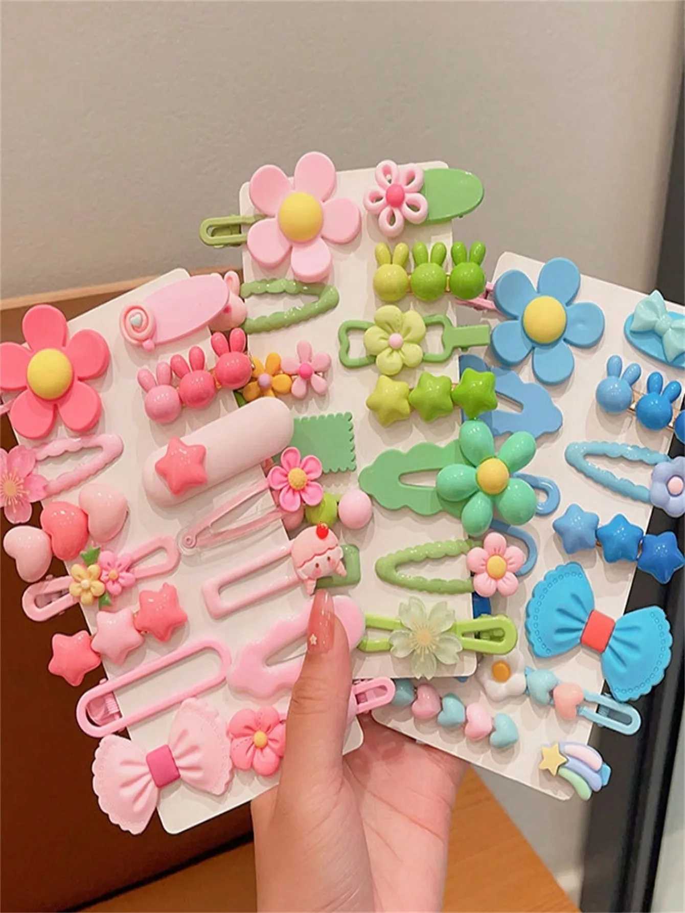 14-piece Hairpin set Ladies Pink Hairpin Floral side clip Colorful hairpin Cute candy color hairpin clip Headpiece R250730
