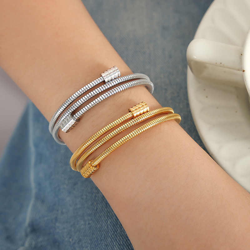 Unique Madam Niche INS Simple Snake Bone Chain Multi-layer Stacking Fashion Versatile Titanium Steel Gold-plated Bracelet Jewelry Designer Bracelet Fo