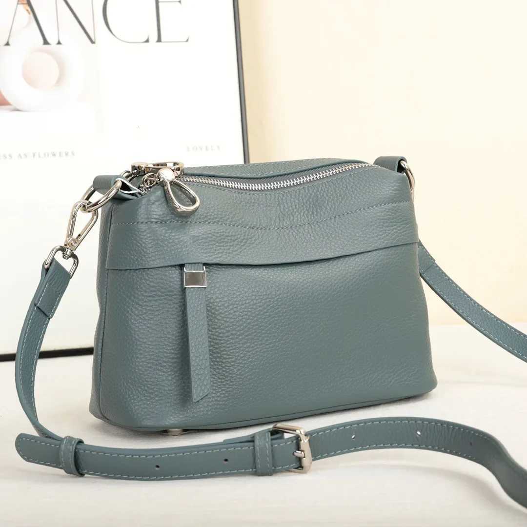 Head Layer Cowhide Leather Womens Shoulder Crossbody Bag Large Capacity Multi Compartment Handbag Casual Practical Armpit Bag Y250730