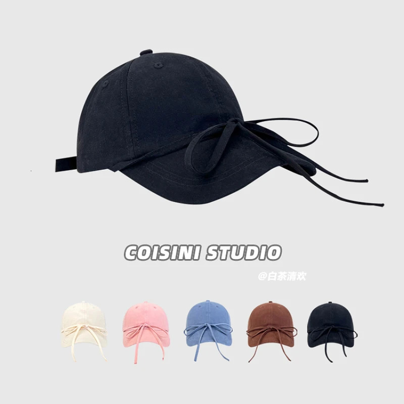 Sweet Bow Strap Baseball Caps Men Spring and Summer Sunscreen Korean Version Casual Versatile Cute Womens Hats 250730