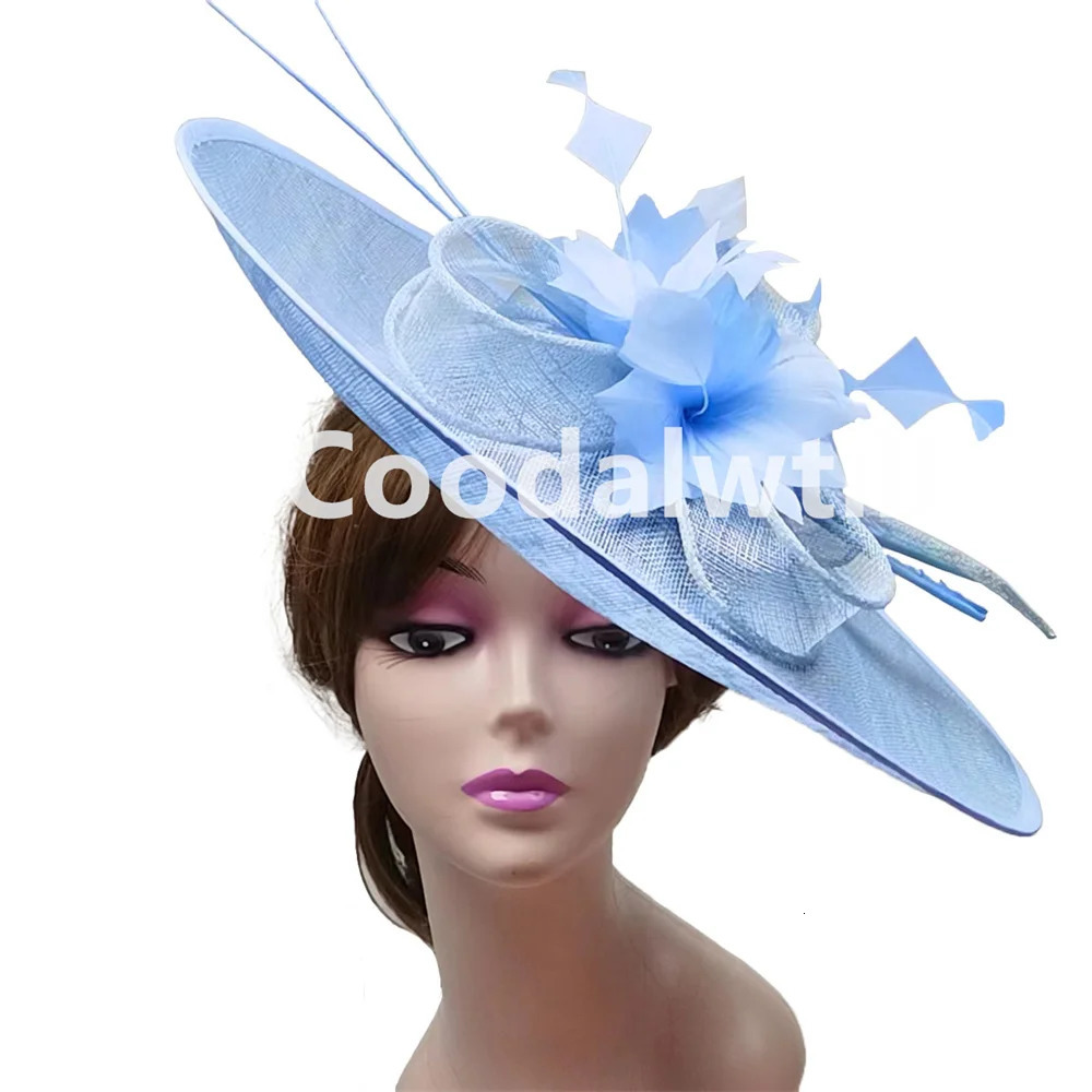 Royal Ascot Big Fascinator Hat Women Feather Large Hat Fascinator Party Wedding Headpiece Flower Church Chapeau 250729