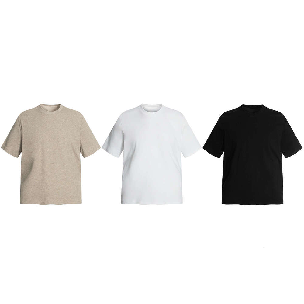 11Kn American Style Casual Loose Trendy Basic Heat-Resistant Wrinkle-Resistant Cool Antibacterial Solona Short Sleeve Round Neck T-Shirt For Men And W