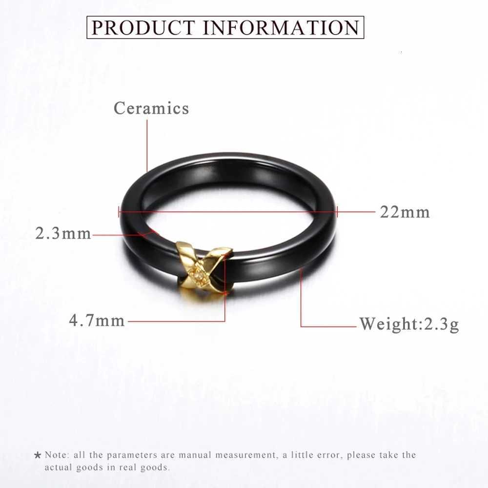 NIBASTAR Simple X Ceramic Ring For Women Crystal Black/White Ceramic Fashion 3mm Rings High Quality Jewelry Gift y250730