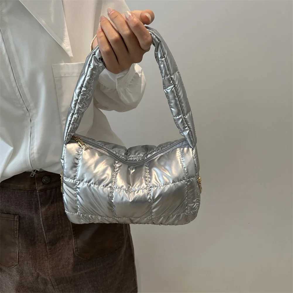 Winter Puffer Top Handle Bag PU Quilted Women Bag High Quality Down Small Handbags Cotton Padded Soft Shoulder Bags Designer Bag Y250730
