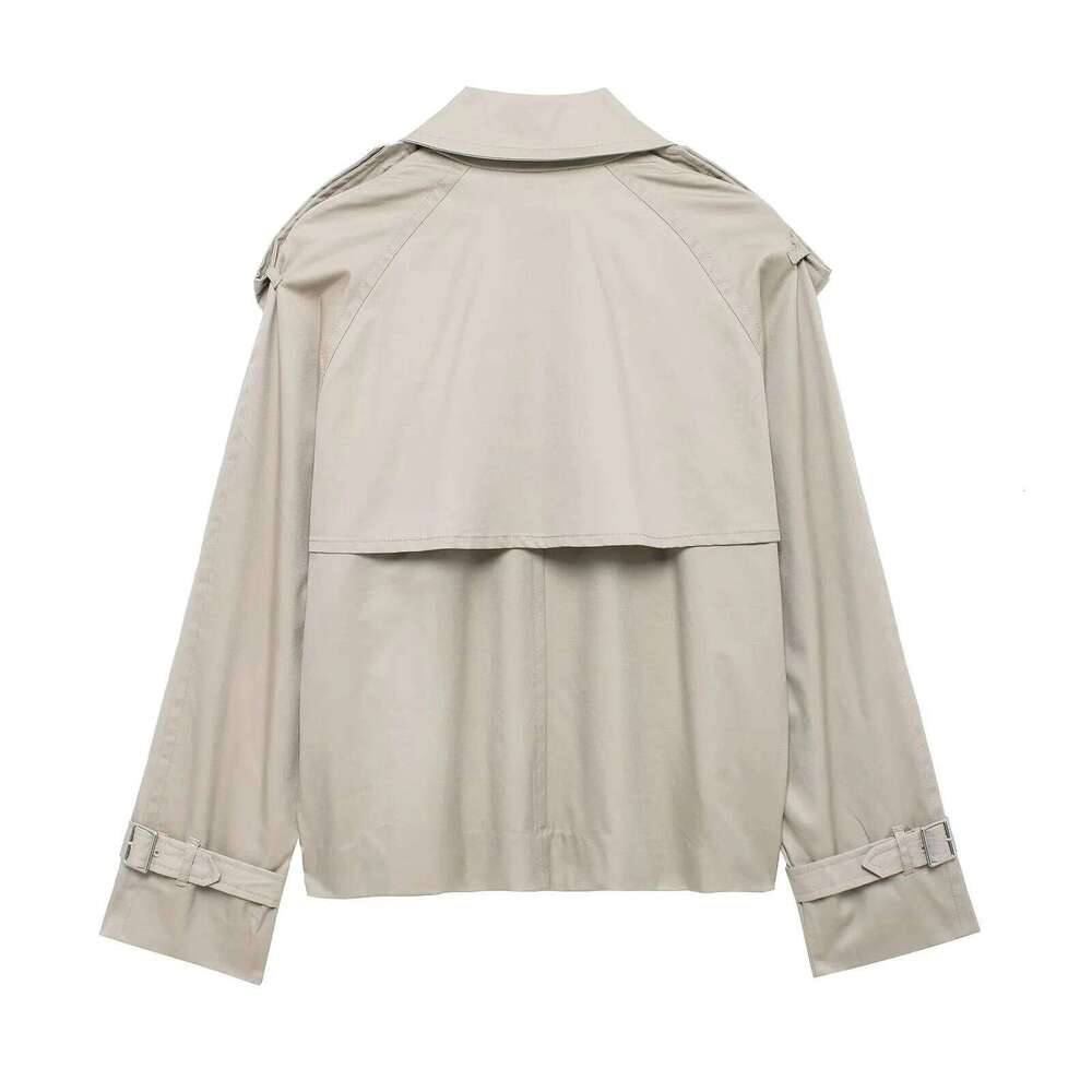 Designer Clothing 2025 TRAF Casual Style Short Top For Woman Double Breasted Design Long Sleeved Women Jacket Two Colors New Daily Outerwears