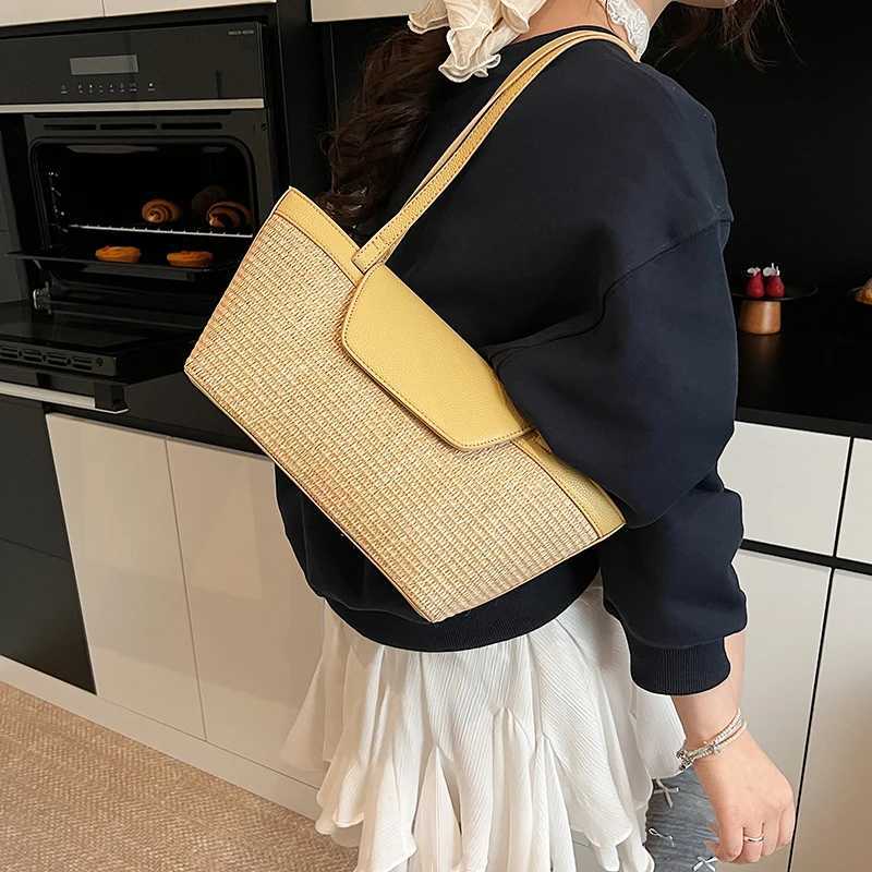 LEFTSIDE Weave Straw Shoulder Bags for Women 2025 Summer Ladies New Tote Bag Females Beach Bags Lady Handbags and Purses Y250730