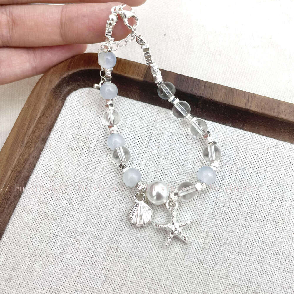Blue~Sier Fragment Pearl Starfish Shell Beaded Light Niche High-end Exquisite Bracelet d15