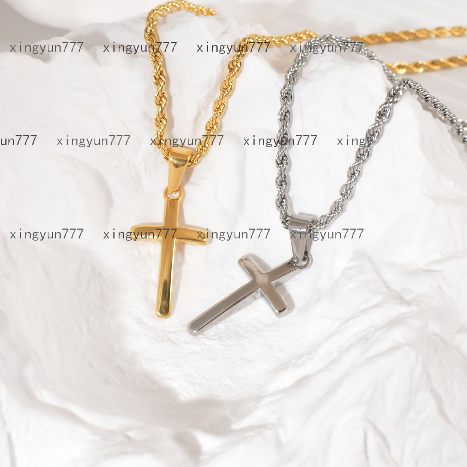 Minimalist Jewelry Stainless Steel Cross Pendant Necklace Hip Hop Gold Plated Cross Necklace for Men Women