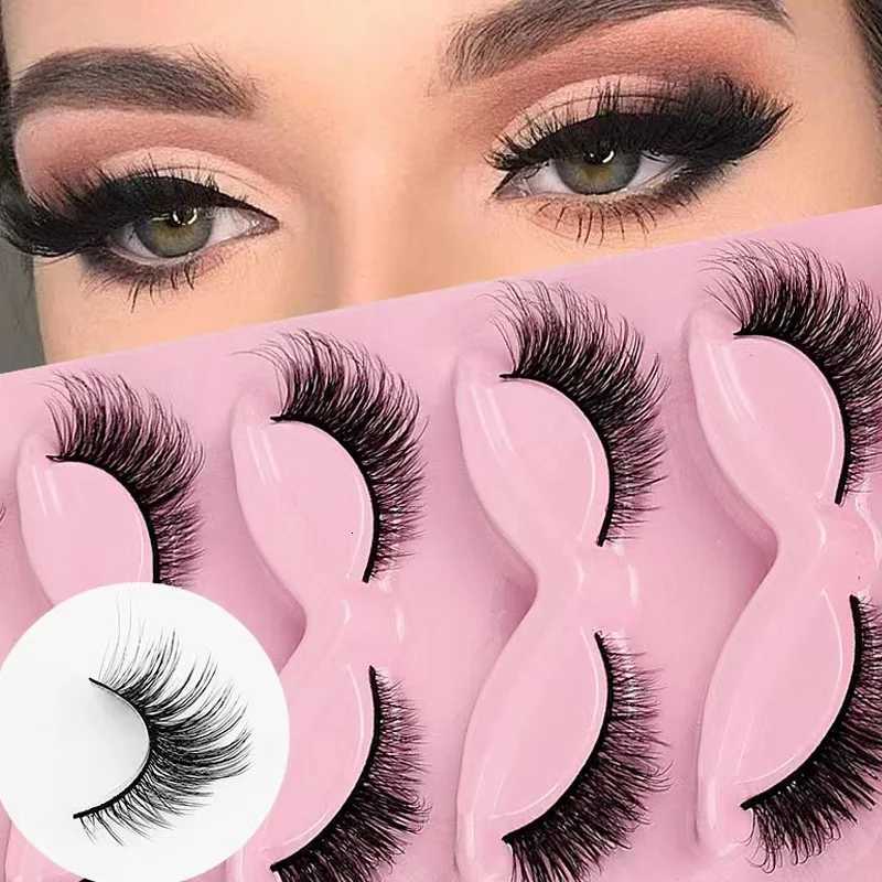 5/2 Pairs Cat Eye Lashes Faux Mink Eyelashes Winged End Eye Elongated Eyelashes Fake Lashes Soft Natural Long Full Strip Lashes Z250730