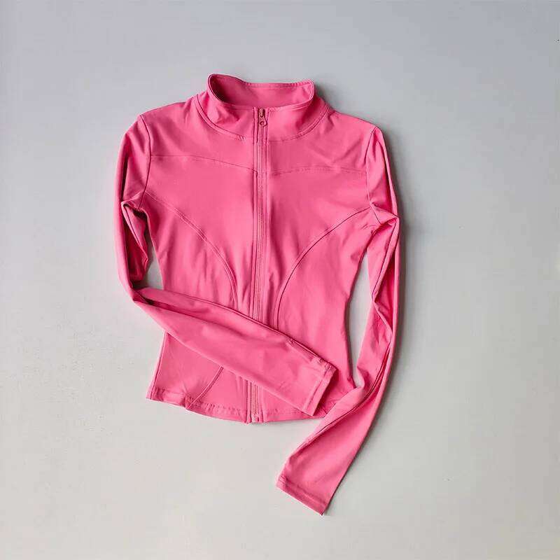 Outdoor Sports Long Sleeved Women Slim Yoga Clothes Quick Dry Zipper Cardigan Stand Up Collar Running Fiess Jacket Top