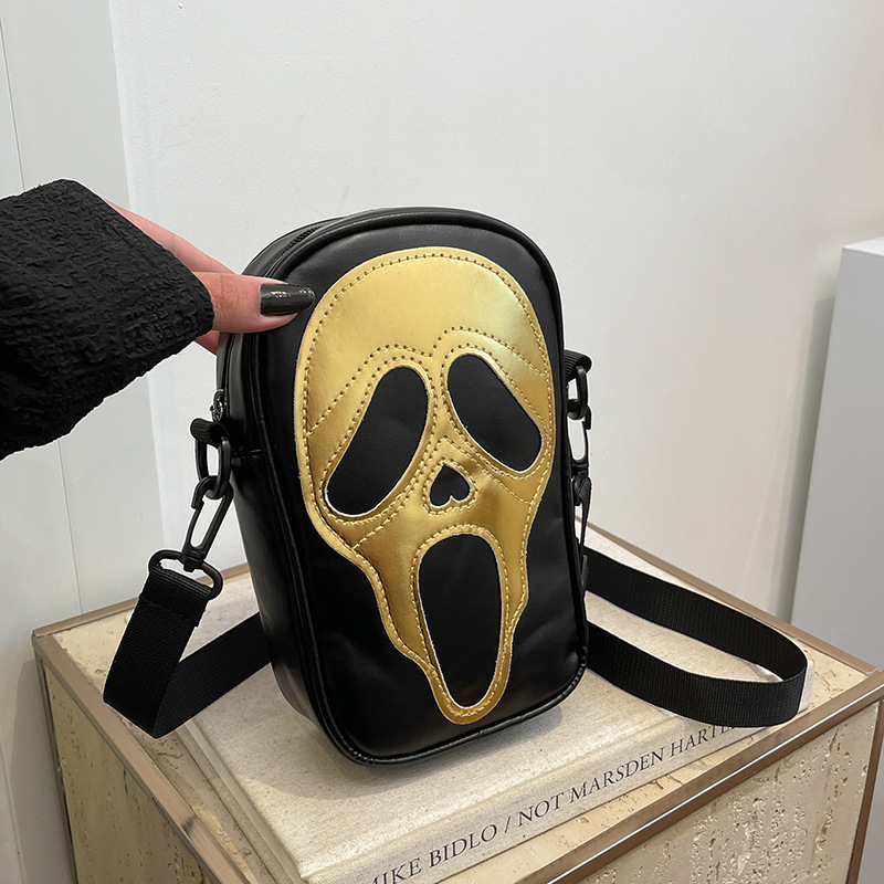 New Skull Personality Quirky Ghost Shoulder Halloween Women's Crossbody Small Square Phone Bag ddmymoon