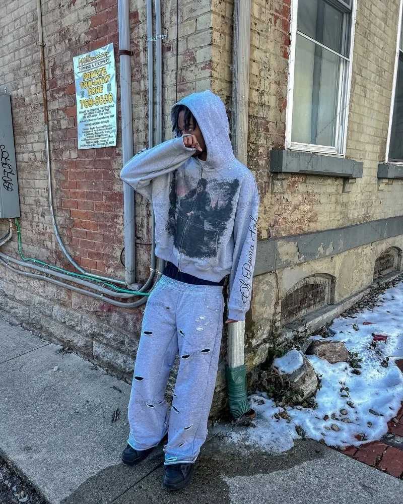 2025 High Street American Retro Streetwear Men Gothic Harajuku Letter Printed Zipper Hoodie Trendy Punk Y2K Oversized Sweatshirt XJ250731