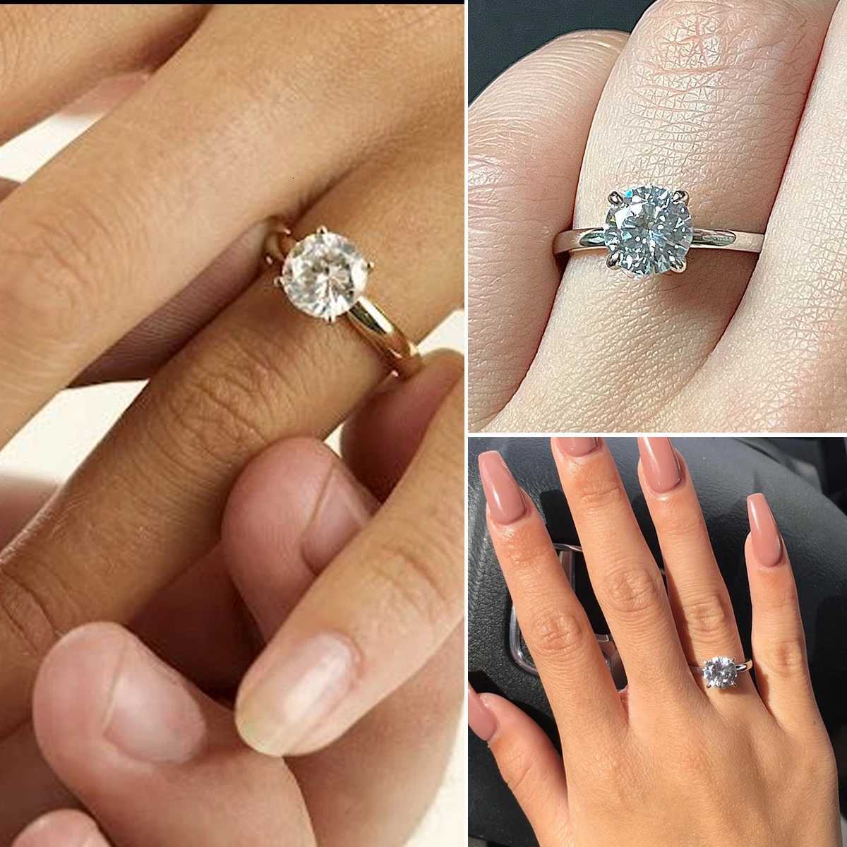 1.5 CT Solitaire Engagement Rings Wedding Bands Interchangeable Stainless Steel Round Cubic Zirconia Promise Rings for Her y250730