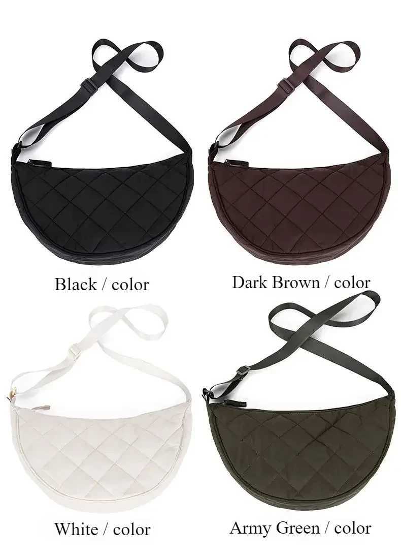 Quilted Plaid Womens Hobos Shoulder Bags Travel Shopping Ladies Crossbody Bag Large Capacity Nylon Female Handbags Purse Y250730