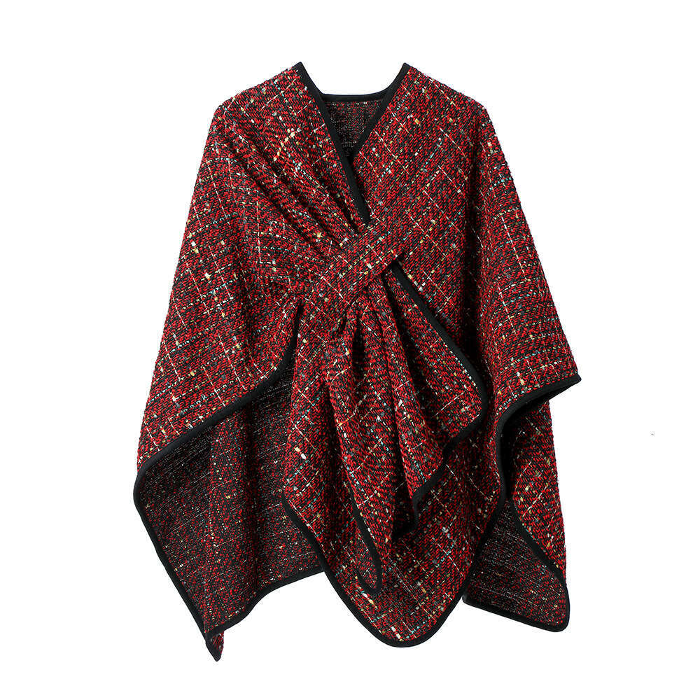 High-end Autumn Winter New Red Green Colorful Sequin Christmas Cross Shawl