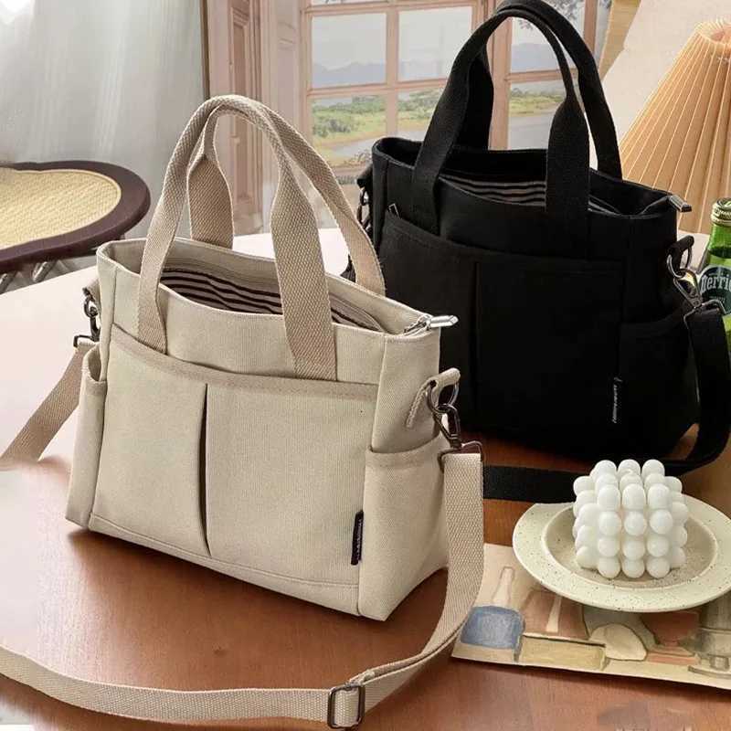 Womens Bag Multiple Pockets Shoulder Bag Large Capacity Canvas Tote Handbag For Women Daily Commuting Shopping Bag Y250730