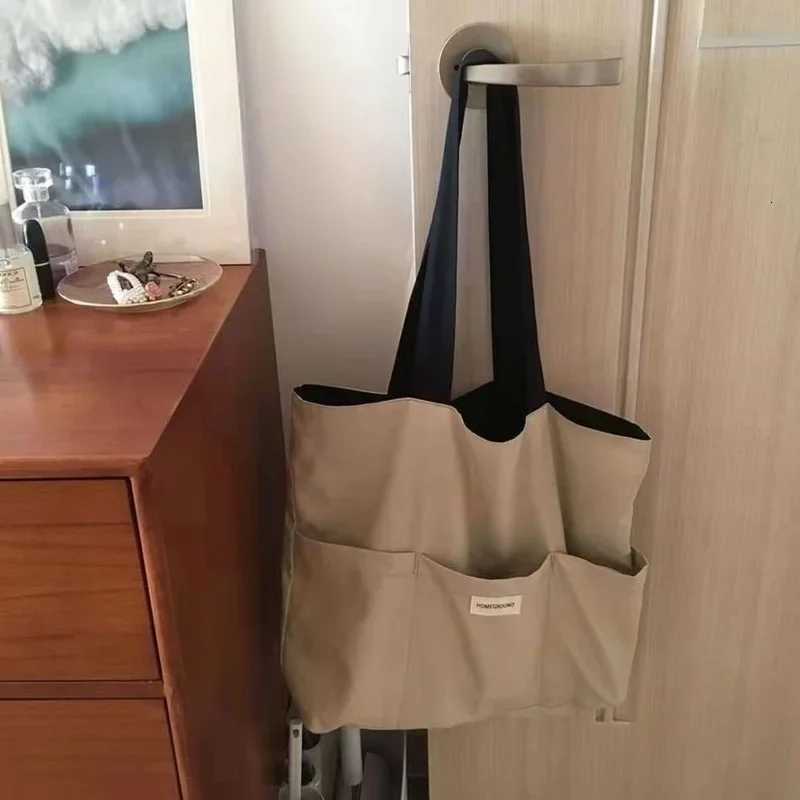 Women Tote Bag Aesthetic Solid Color Students Casual Handbag Shoulder Bag Large Capacity Oxford Reusable Shopping Beach Bag 2024 G250729