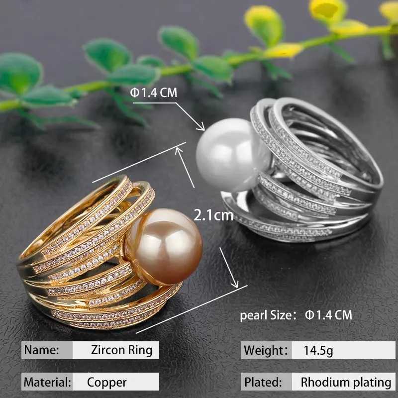 7EVEL Romantic and Shiny Trendy Pearl Ring Twist Line Finger Ring AAA+Tsubic Zirconia High Quality Women Jewelry Accessories Hift y250730