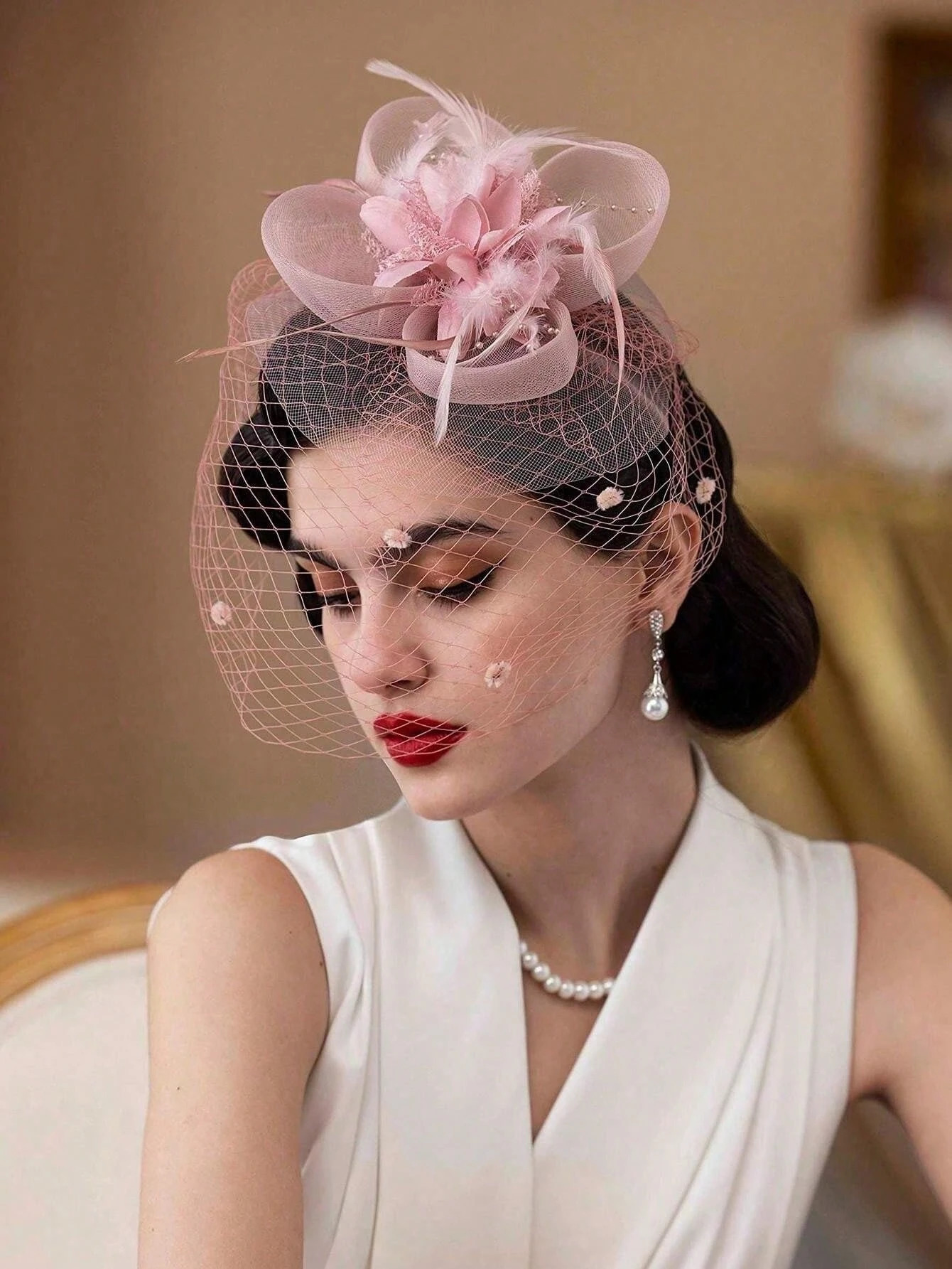 1PCS Fascinators Hats 20s 50s Hat Pillbox Hat Tea Party Headwear With Veil For Girls And Women 250729