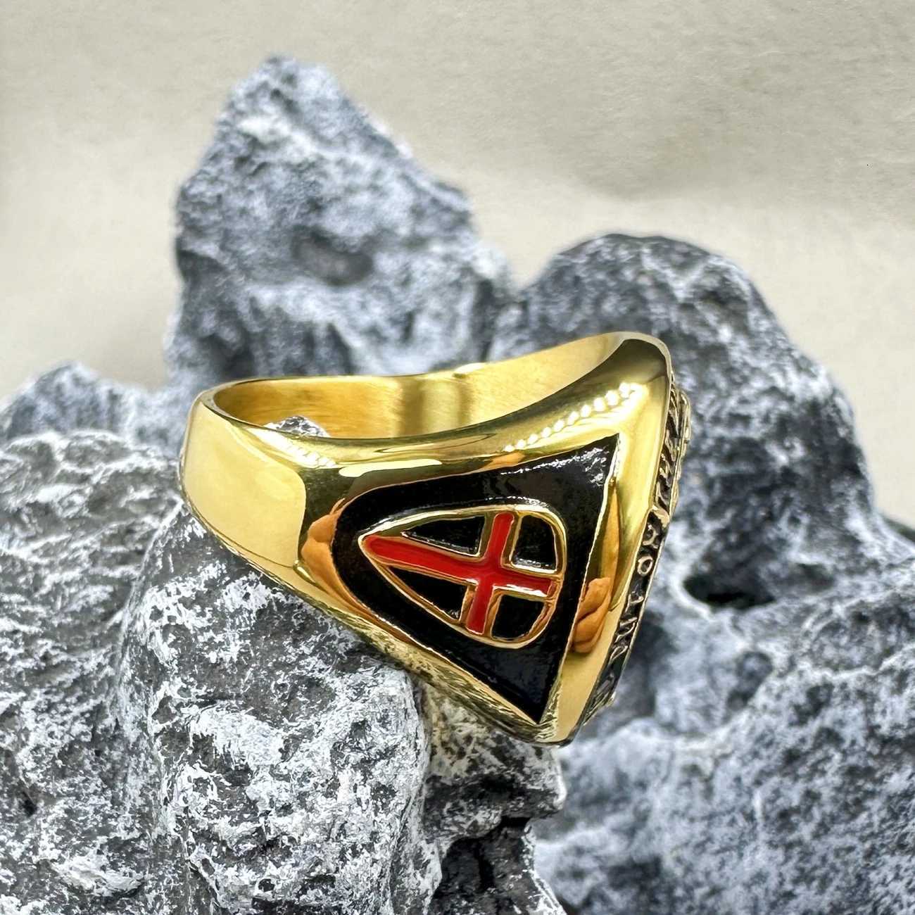Hot Sale Mens Knight Cross Templar Ring Punk Stainless Steel Seal Jewelry Fashion Personality Hip Hop Rock Unisex Finger y250730