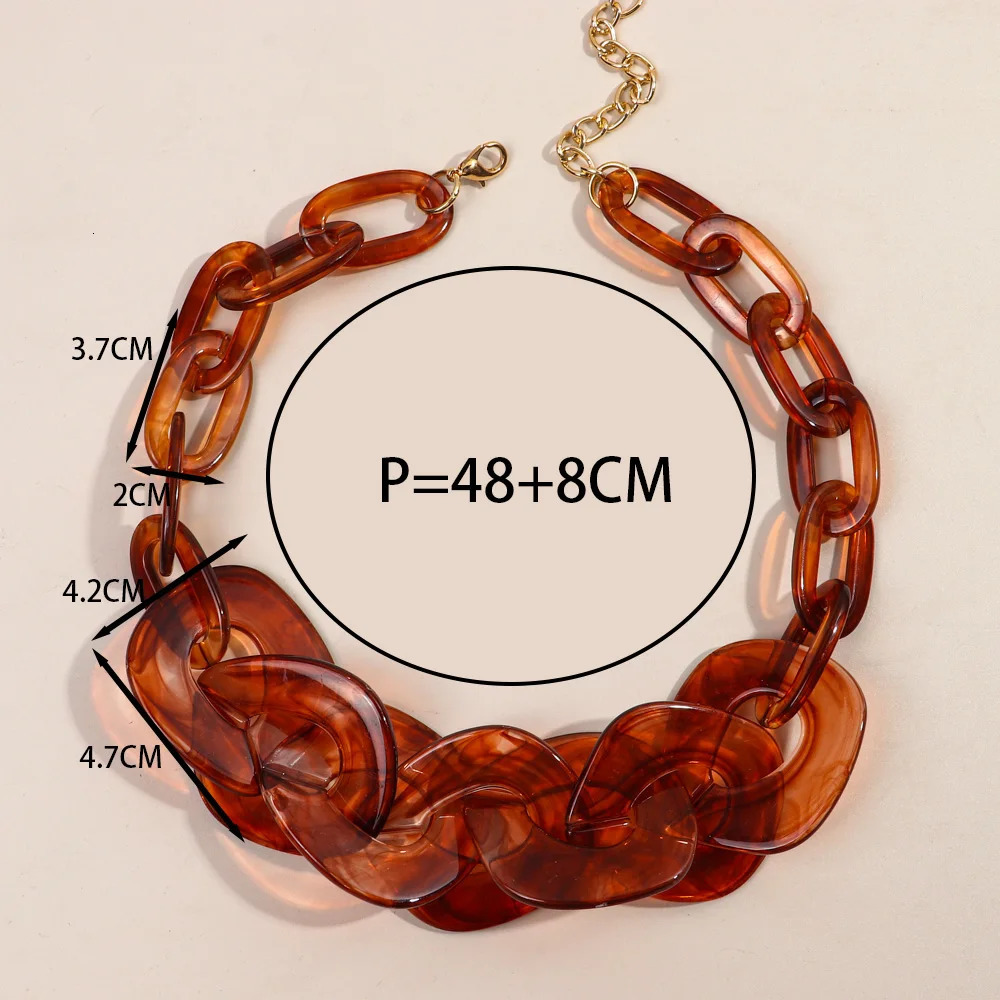 Turquoise Acrylic Big Square Link Choker Necklace for Women Men Resin Geometric Neck Chain Exaggerated Jewelry Collar Gift 250729