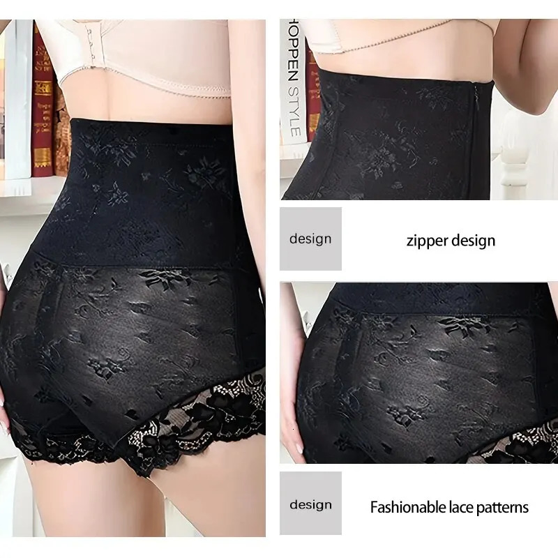 Womens Lace and Lace Decoration High Waist Abdominal and Hip Front Button Zipper Womens High Waist Shaped Shorts 250726
