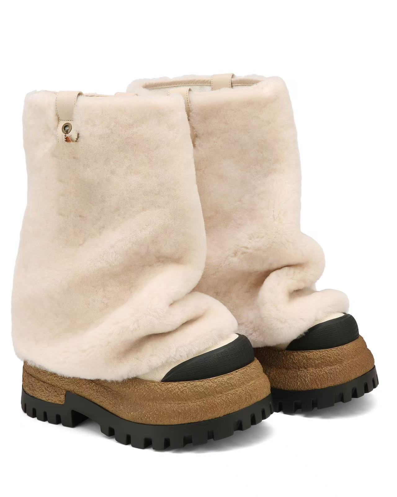 2025 New Women's Retro Chunky Sole Mid Heel Knight Boots - High Shaft PU and Suede Ankle Boots for Fall (Multi-Color)