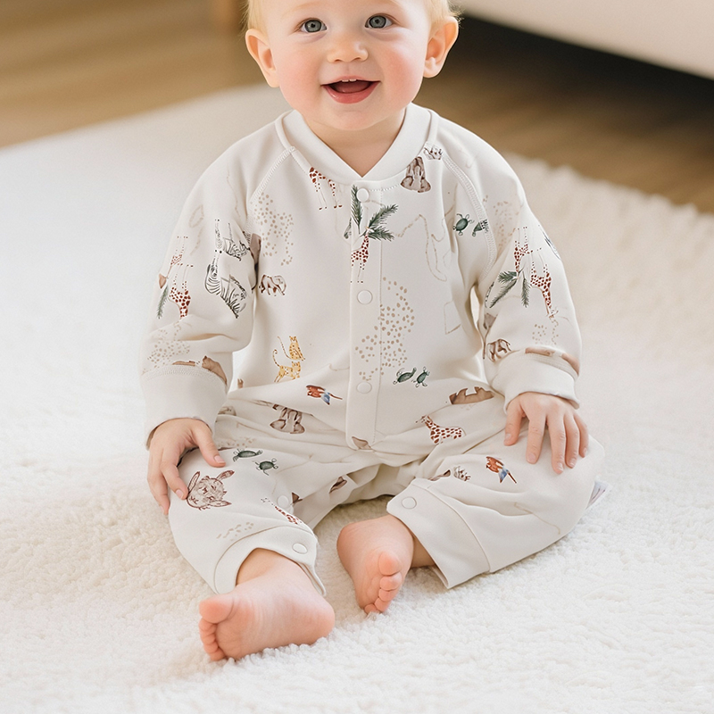 Newborn A-type clothes autumn and winter baby jumpsuit cotton wool baby clothes nightgown