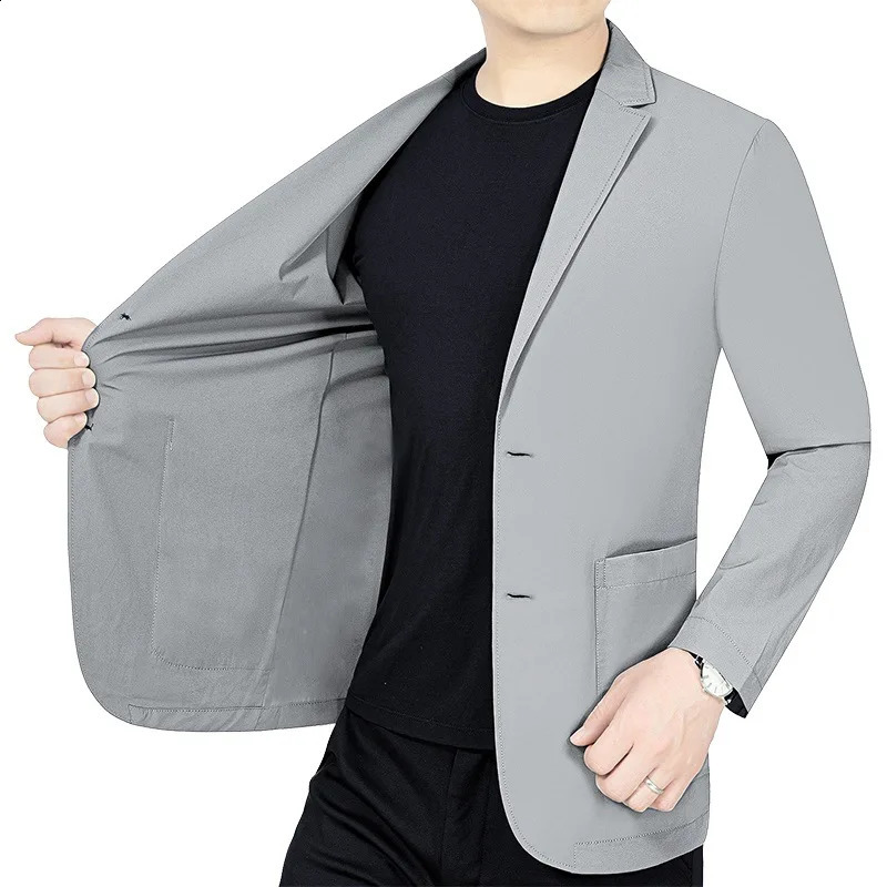 Summer Male Thin Elastic Blazers Jackets Quality Men Breathable Sunscreen Coats Man Business Casual Suits 4XL 250724