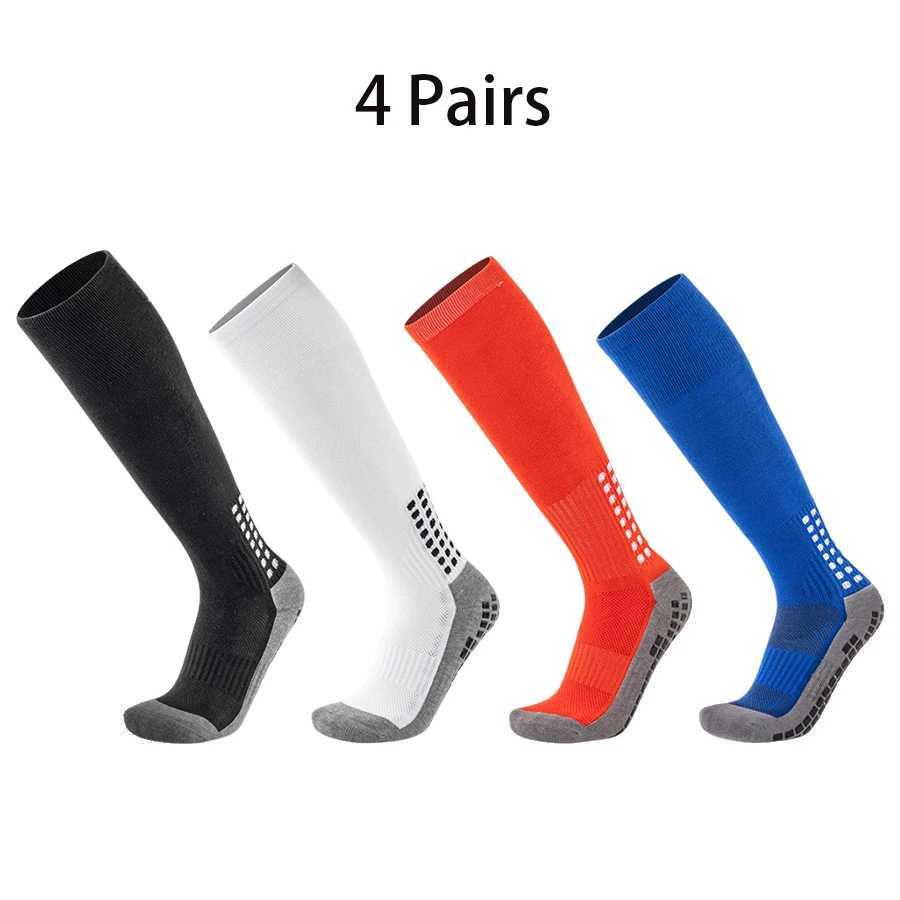 4 Pairs Long Football Socks Knee Men Women Soccer Socks Long Sports Silicone Anti-Slip Grip Non-Slip Soccer Socks Z250731