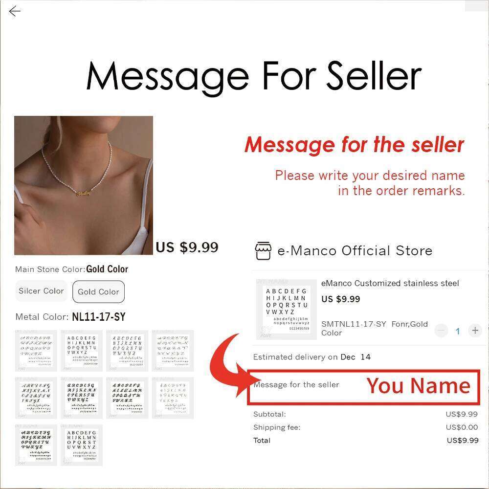 eManco Women's Freshwater Pearl Diy Monogrammed Collarbone Chain Stainless Steel Customized English Name Necklace Factory direct